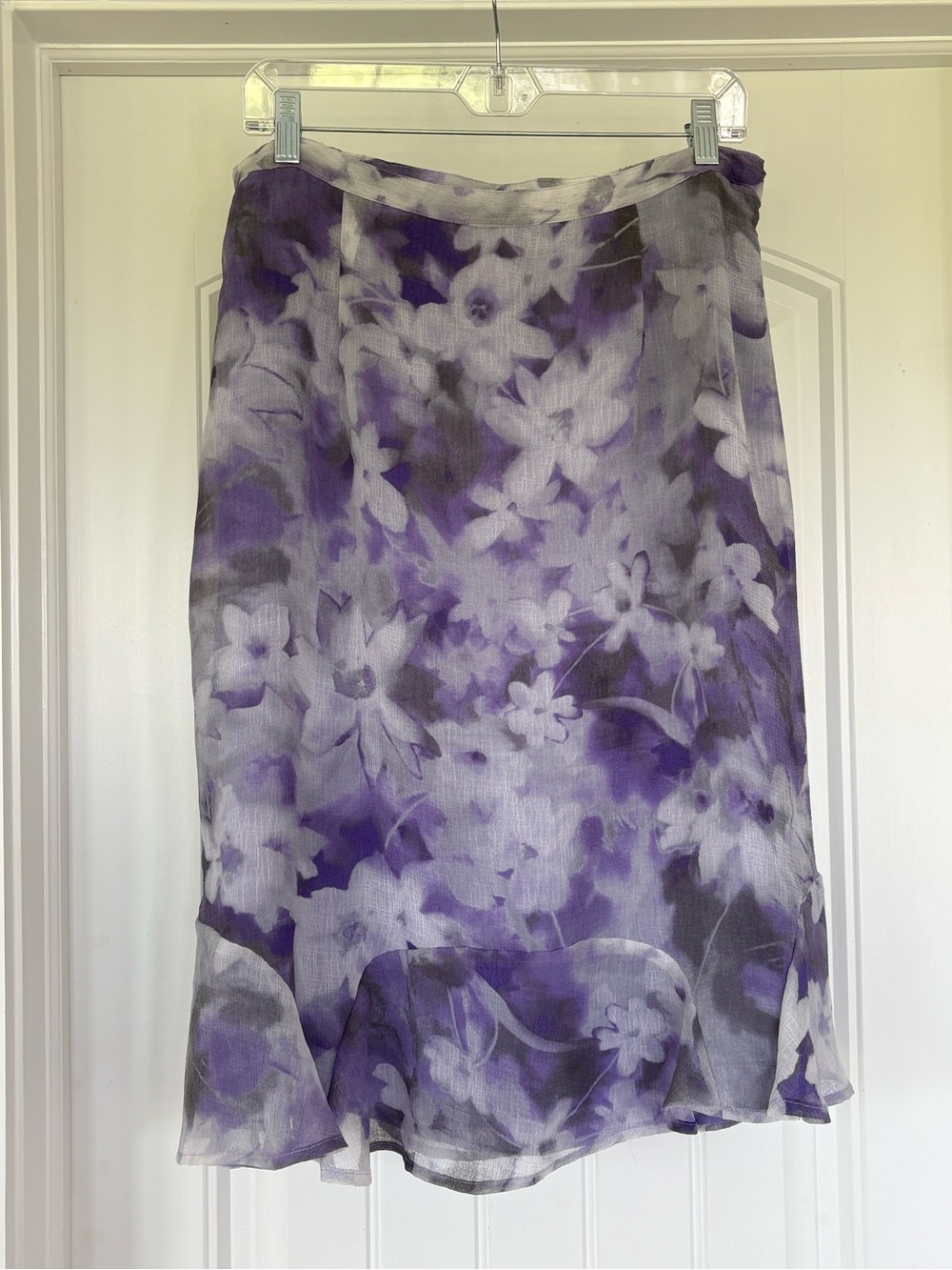 Alfred Dunner Women's Purple Floral Skirt Ruffle Hem Lined Sz 14P